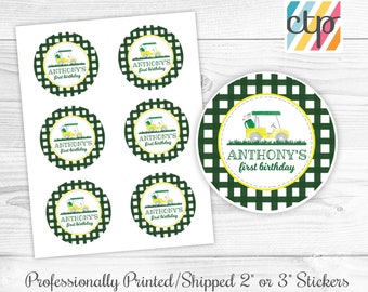 Personalized Glossy Golf Theme Birthday Party Favor Labels - Golf ParTee Favor Labels - Gift Tags