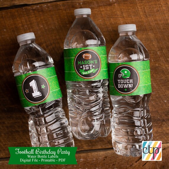 Digital Download, PDF, Custom Water Bottle Labels, Football Party, 1st Birthday, Son, Il_570xn