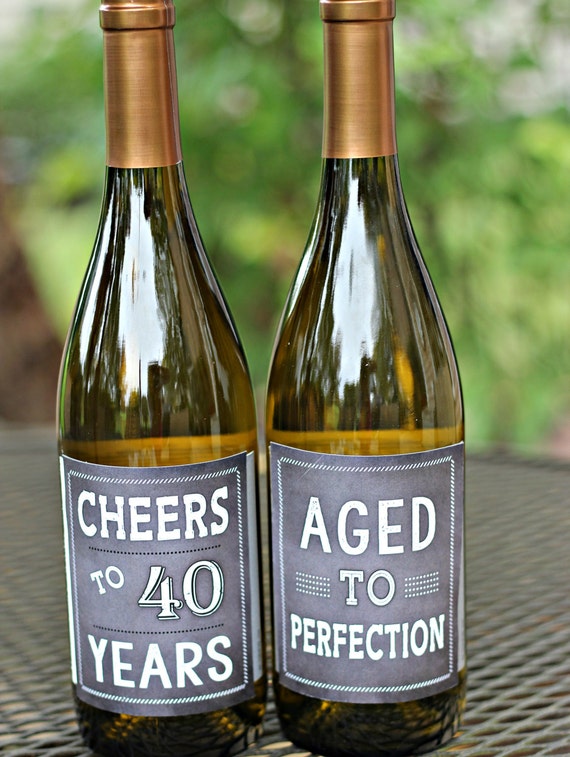 Items similar to 40th Birthday Party Wine Labels (4). Masculine