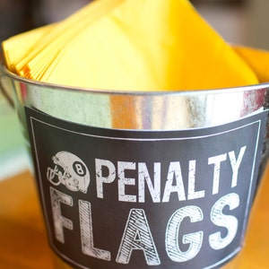 BOY SPORTS THEME, Football Birthday Party Decor, Penalty Flags Label, Football decoration, Sports Birthday Decor, Chalkboard Sign image 2