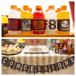 Decoración de fiesta de cumpleaños con temática deportiva para niños. Pancarta de concesiones, totalmente ensamblada y personalizable. Fútbol americano, baloncesto, béisbol y fútbol. imagen 7