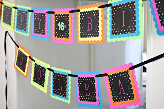 Neon Birthday Party Banner Glow Party 80 S Birthday Neon Party