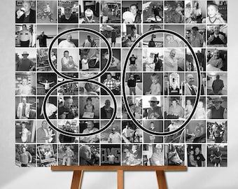 Personalized 80th Birthday Gift, Number Photo Collage, 80th Party Decoration, Picture Collage, Custom Made from your Photographs!
