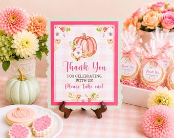 Little Pumpkin Thank You Sign, Personalized Favor Table Sign
