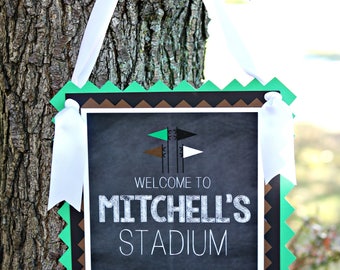 FOOTBALL BIRTHDAY Welcome Sign, Door Sign, Football Stadium, Sports First Birthday, Touchdown Birthday, Football Party Decorations