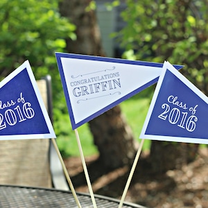 Graduation Party Decorations, Graduation Centerpiece, Grad Pennant Flag Centerpiece, School Colors, Class of 2024