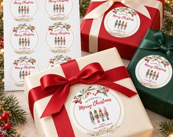 Personalized Christmas Gift Stickers, Nutcracker Holiday Labels for Presents and Treats