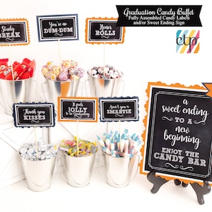Graduation Candy Labels, Graduation Party Decor, Grad Candy Bar, Graduation 2025 Decorations, Sweets Table Candy Buffet, Choose Your Colors!