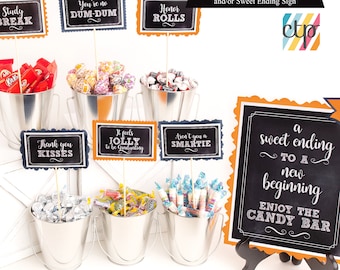 Graduation Candy Bar Signs, Grad Dessert Table Decor, Choose from 16 Candy Labels, You Choose Colors!