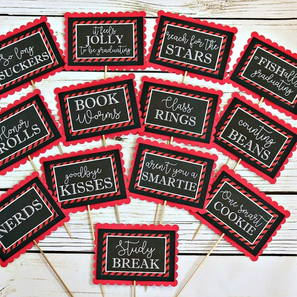 GRADUATION CANDY BUFFET, Candy Bar Labels, Grad Candy Bar, Graduation Food Labels, Graduation Supplies, Class of 2024, Red and Black