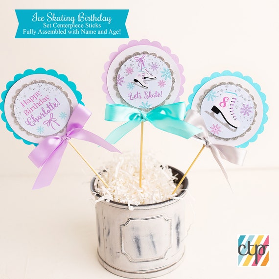 Girl Ice Skating Centerpieces, Table Centerpiece, Birthday Decorations