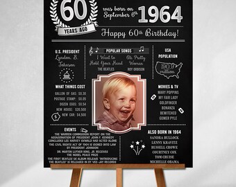 60th Birthday Sign, Born in 1964, Custom Sign, Birthday Gifts, Personalized Gift, Grandpa Gift,