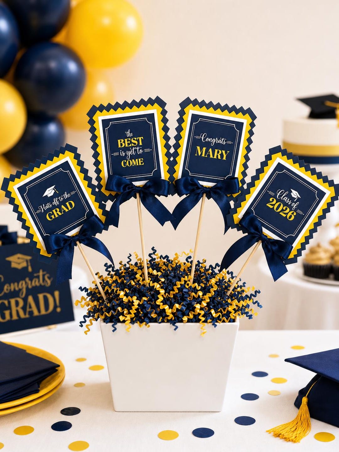 Graduation Procession Stick Centerpiece Sticks for Graduation Party, Set of 4, YOU CHOOSE COLORS ...