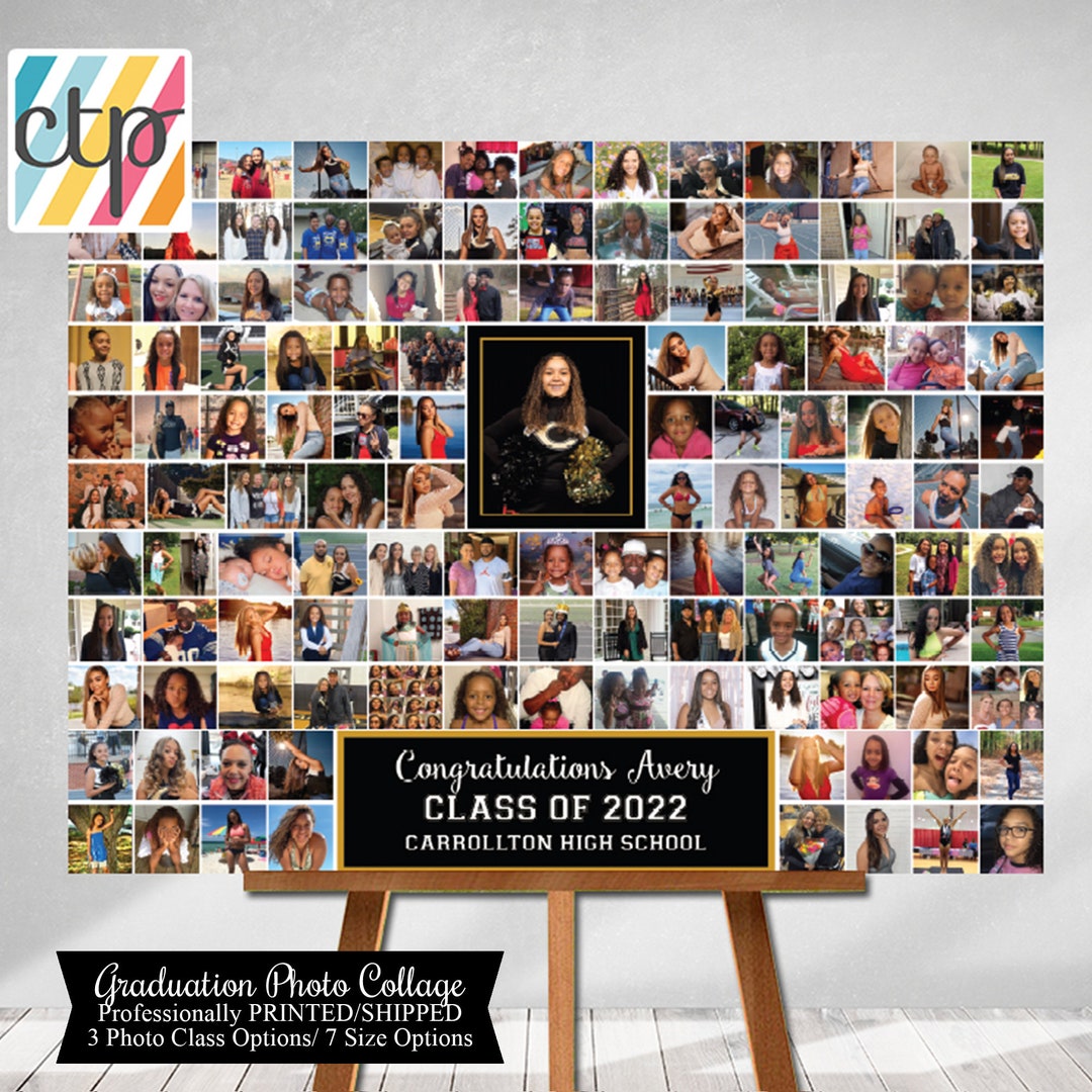 Custom Graduation Photo Board, Class of 2024, Printed & Shipped, Custom