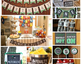 HALF TIME SNACKS, Football Birthday Party Decorations, Printed
