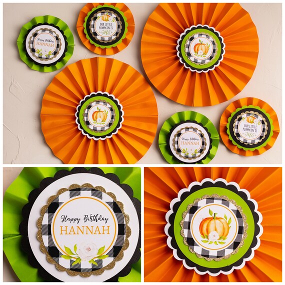 Backdrop, Paper Fan Decoration, Pumpkin First Birthday, Our Little Pumpkin is Turning One, 1st Birthday Girl, Il_570xn