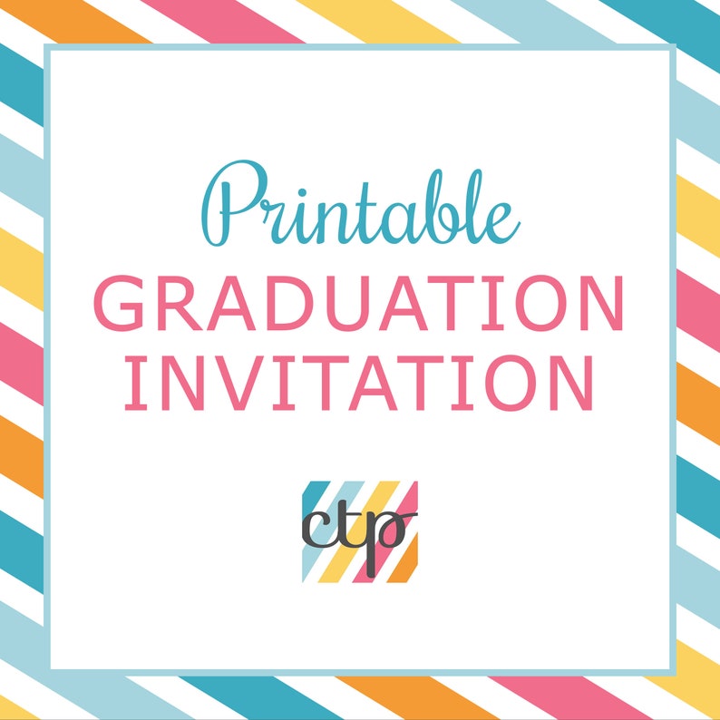 Graduation Invitation, Graduation Party Decorations, Printable, Digital Download, PDF, image 1