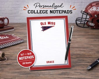College Notepad - Personalized with Name, University Name, Mascot and Colors!
