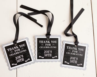 Masculine Birthday Party, Favor Tags, Vintage Dude, Milestone Birthday Decorations