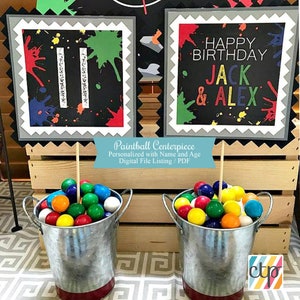 Paintball Centerpiece, Paintball Party Decorations, Boy Birthday, Tween Birthday, Teen Boy, Printable, Digital Download, PDF