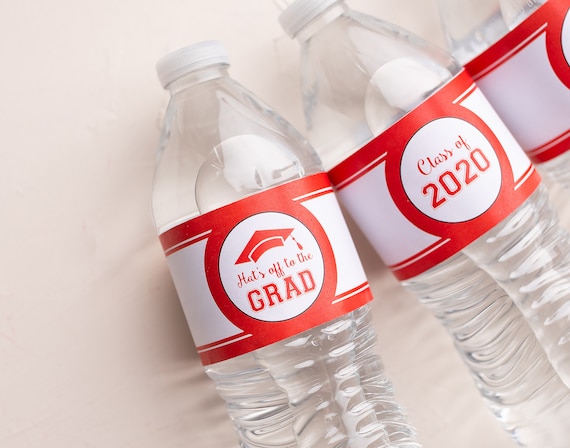 Graduation Water Bottle Labels, Waterproof Self Stick Labels, Graduation Party Favor, Graduation Party Decorations, Class of 2020 Il_570xn
