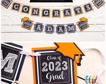 Personalized Congrats NAME Graduation Banner, Custom Made with YOUR School Colors!