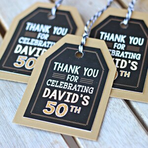 50TH BIRTHDAY FAVOR Tags, Cheers to 50 Years, Milestone Party Decorations, Party Favor, 50th Party Decor.  Black and Gold.