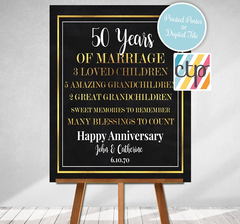 50th Anniversary Gift 50th Wedding Anniversary Sign 50 Etsy