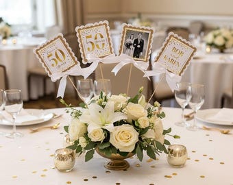 Centerpiece Sticks for 50th Anniversary Celebration, Fully Assembled!