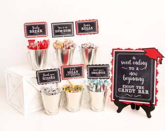 Graduation Candy Labels, Graduation Candy Bar Sign, Candy Buffet, Graduation Signs, Graduation Party Decorations,