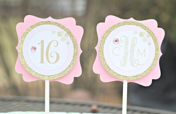Sweet Sixteen Birthday Cupcake Toppers Sweet 16 Party