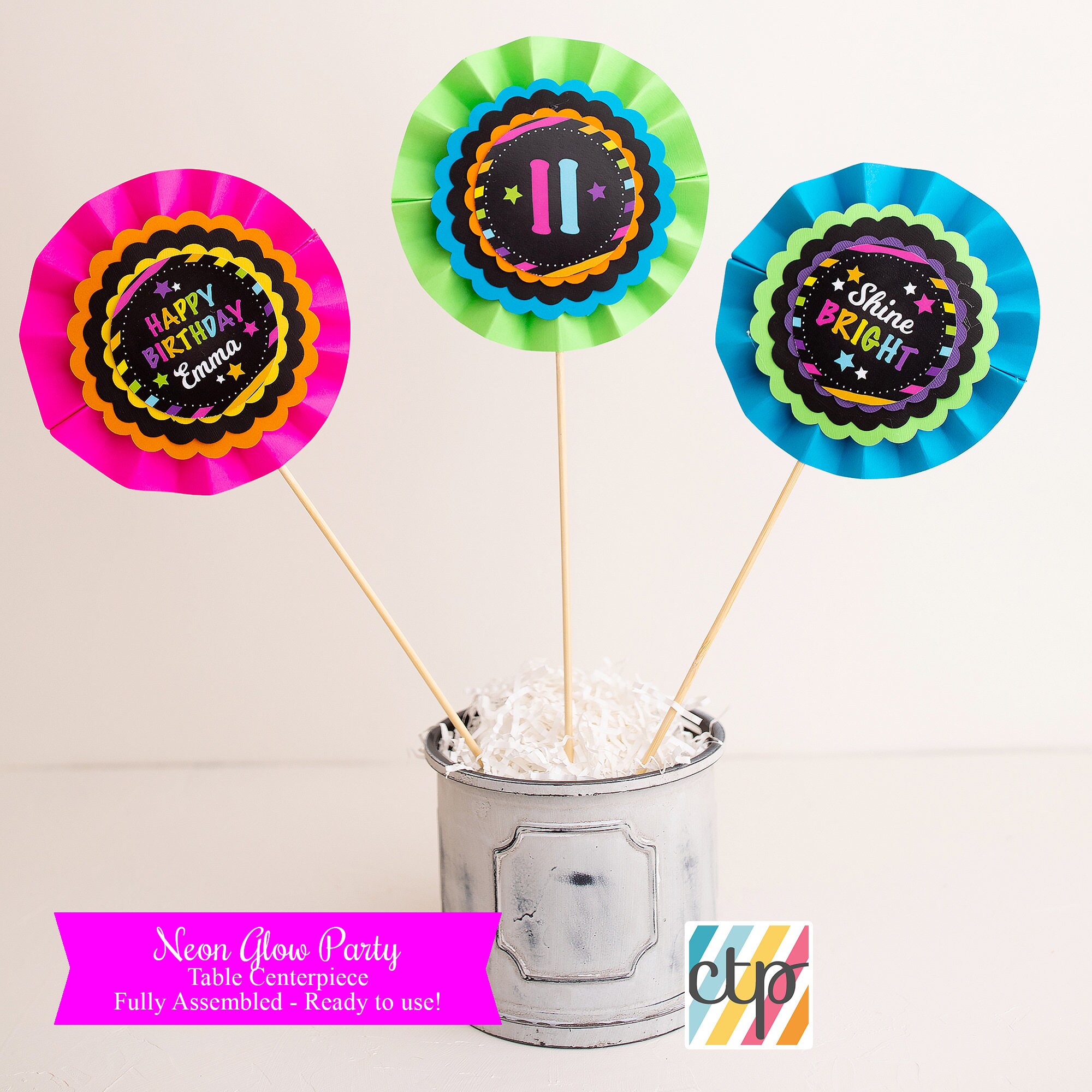 Centerpieces Table Centerpiece Birthday Decorations Glow in the Dark Party Girl