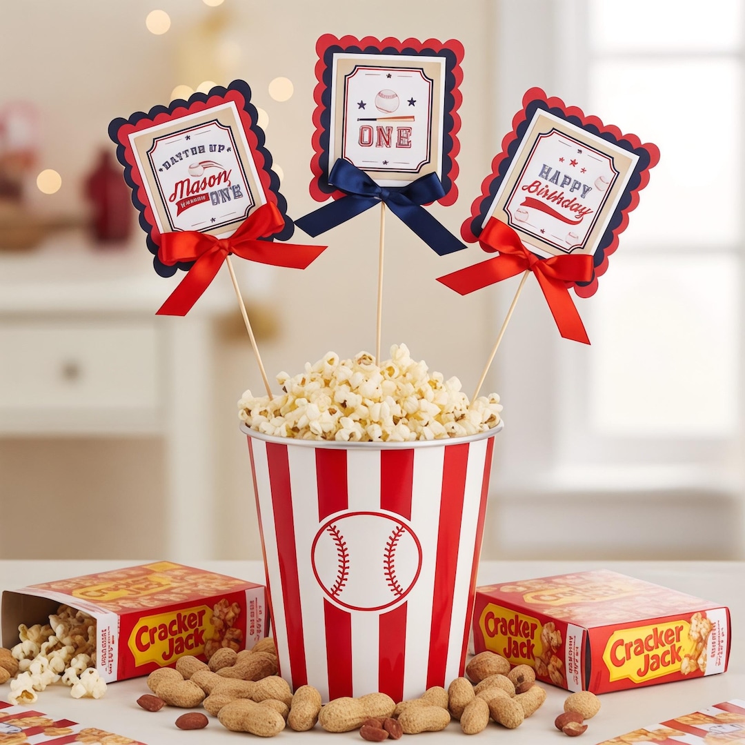 Table Centerpiece for Baseball Themed Celebration, Set of 3, Fully ...