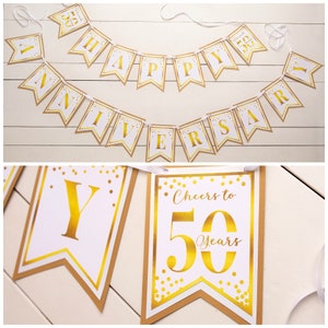 Golden Anniversary Centerpiece, Printable, 50th Anniversary Party Decorations, Golden Years, Digital File image 8