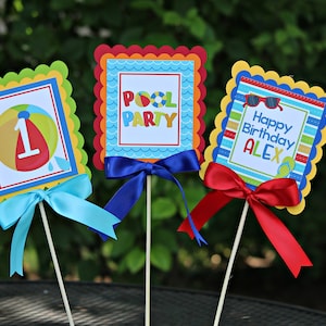 POOL PARTY BIRTHDAY Centerpiece, Table Decoration, Beach Ball Party Decorations, Summer Party, Boy Pool Party, Girl Pool Party Twin Birthday