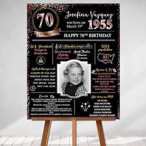 70th Birthday Poster, 70th Birthday Decorations, Born in 1955, 50s, Personalized Gifts, Grandma Gift,