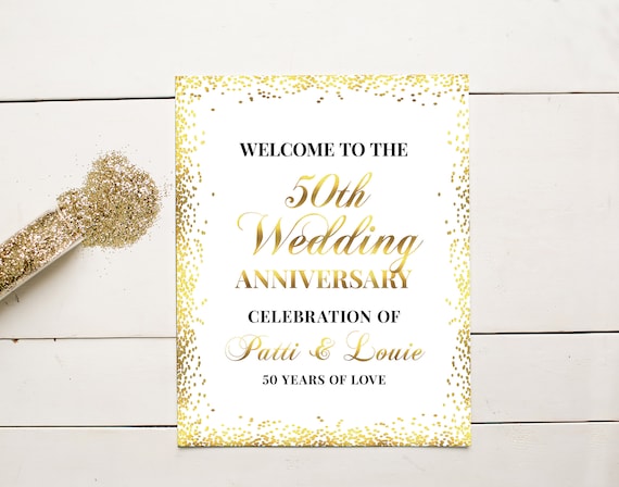 Golden Anniversary, Welcome Poster, 50th Anniversary Welcome Sign, Anniversary Poster, Printed or Digital File Il_570xn
