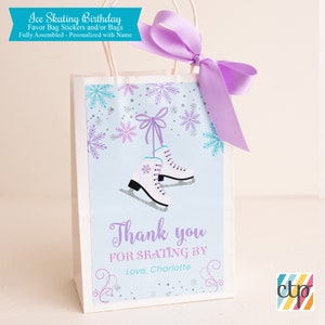 Girl Ice Skating Birthday, Party Favor Bags, Birthday Decorations, Ice Skating Party, Girl,