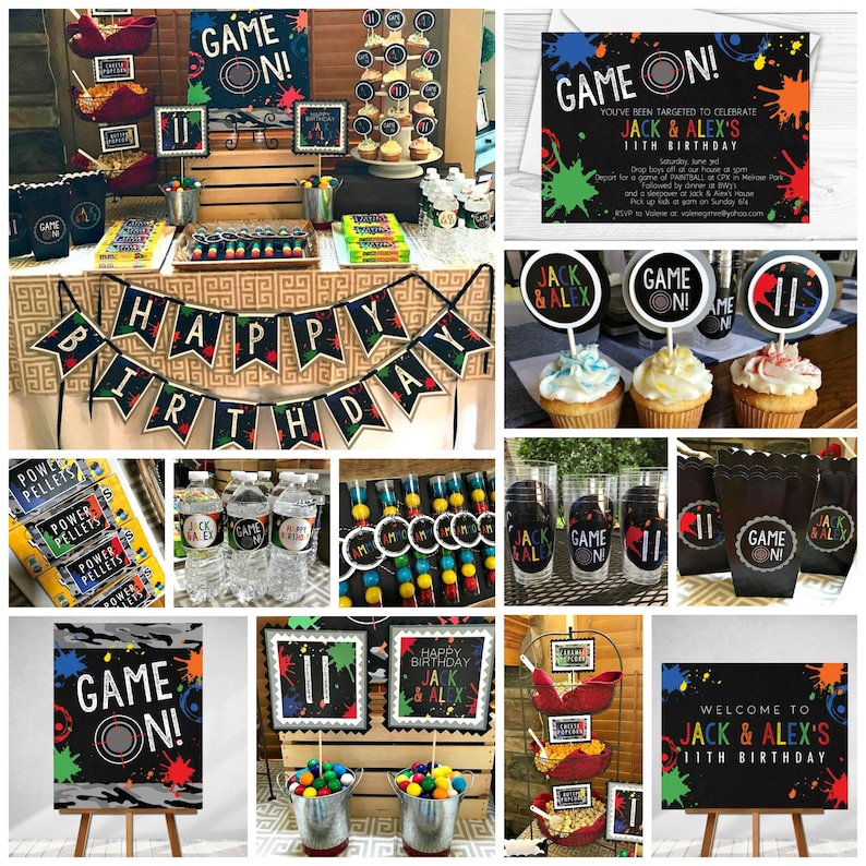 Paintball Party Decorations, Paintball birthday decor, Paintball Invitations, Printed Invitations, Boy Birthday, Tween Birthday, Teen Boy image 2