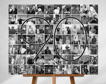 Personalized 90th Birthday Gift, Number Photo Collage, 90th Party Decoration, Picture Collage, Custom Made from your Photographs!