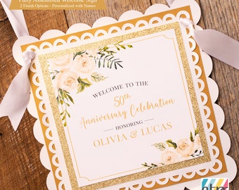 Golden Anniversary, 50th Anniversary Party Decorations, Anniversary Welcome Sign, 50th Wedding Anniversary, Golden Years,
