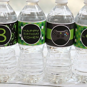 VIDEO GAME BIRTHDAY Water Bottle Labels Water Bottle Wraps Gamer Party Game Truck Party Fully Finished Video Game Decorations