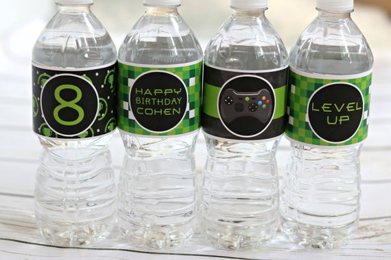 VIDEO GAME BIRTHDAY Water Bottle Labels Water Bottle Wraps Gamer Party Game Truck Party Fully Finished Video Game Decorations Il_570xn