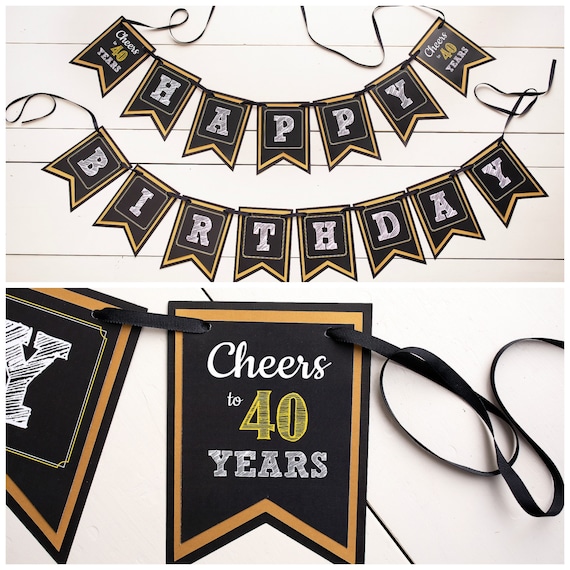 40th Birthday Banner, 40th Birthday Party Decorations, Any Age, Masculine Birthday Party Decor Il_570xn