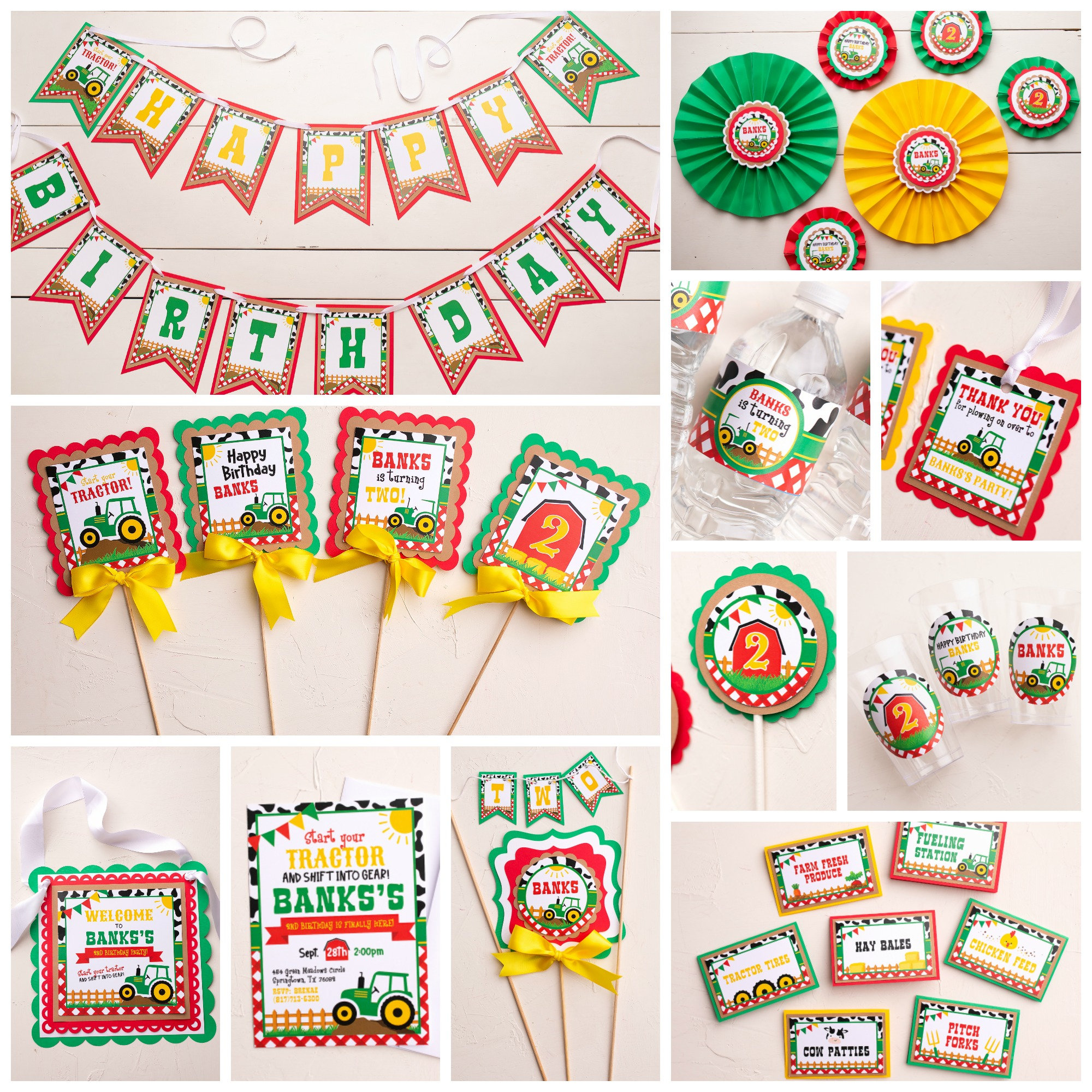 Sursurprise Décorations pour la fête du tracteur, 200Pcs Tractor Table Confetti Green Yellow, Farm Tractor Birthday Party Supplies Sursurprise Décorations pour la fête du tracteur, 200Pcs Tractor Table Confetti Green Yellow, Farm Tractor Birthday Party Supplies