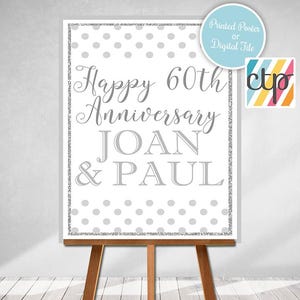 DIAMOND JUBILEE Printed Poster "Were Married in Year", Marriage Board, Back in 1966, What Happened in 1966, 60th Anniversary , Silver image 15