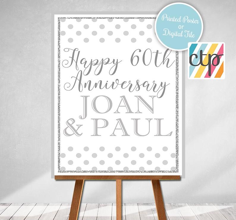 DIAMOND JUBILEE Printed Poster "Were Married in Year", Marriage Board, Back in 1966, What Happened in 1966, 60th Anniversary , Silver image 15