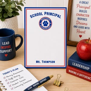 Personalized Principal Notepad, School Logo Stationery, Principal Appreciation Gift