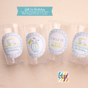 Golf Birthday Cups, A Hole In ONE, Golf Par-Tee, Golf Stickers, Golf Party Decorations, Printable, Digital, PDF