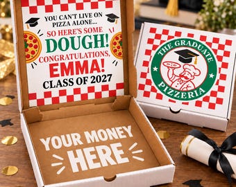 Personalized Graduation Pizza Money Gift Box, Class of 2027 Cash Holder